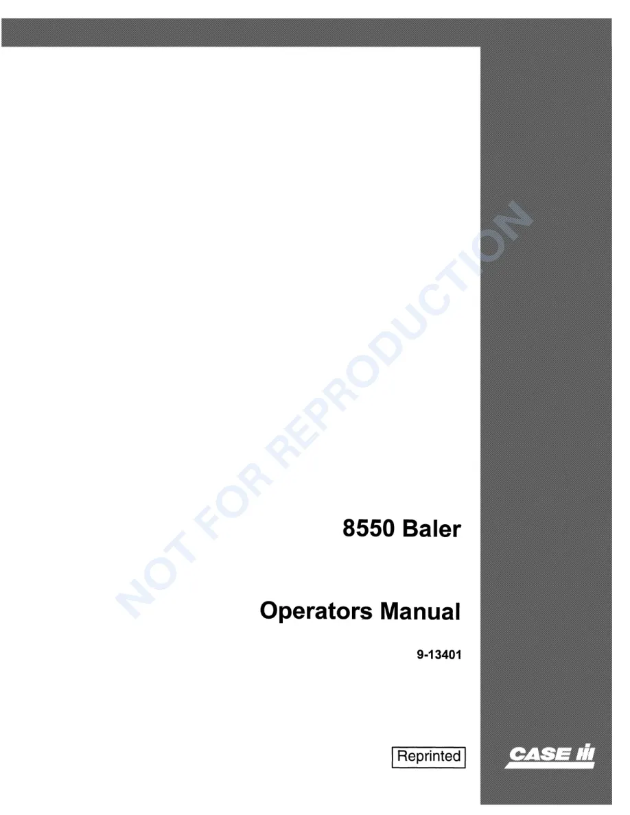 Case IH 8550 Baler Operator's Manual preview page 1