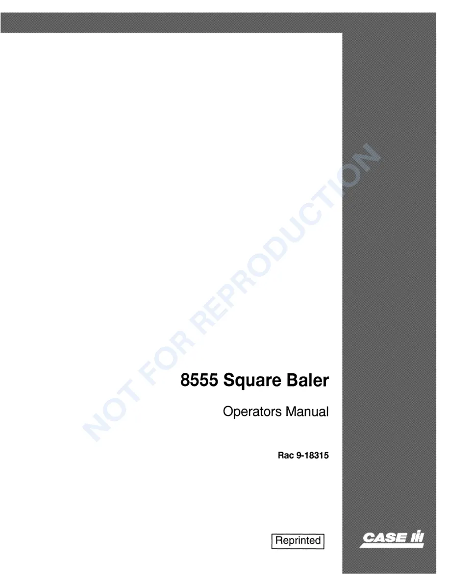 Case IH 8555 Square Baler Operator's Manual preview page 1