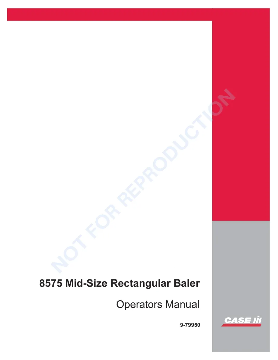 Case IH 8575 MID-SIZE Rectangular Baler Operator's Manual preview page 1