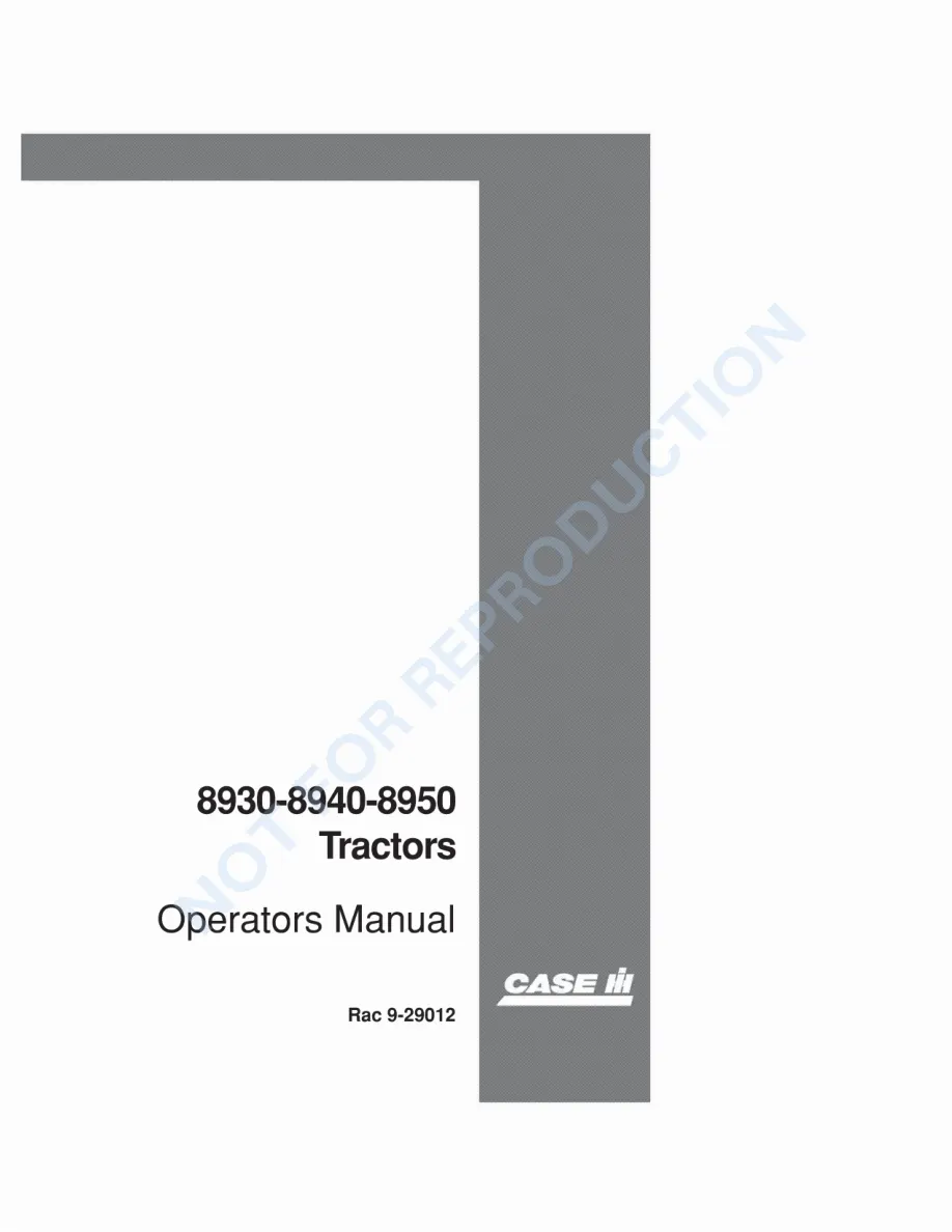 Case IH 8930 8940 8950 Tractor Operator's Manual preview page 1