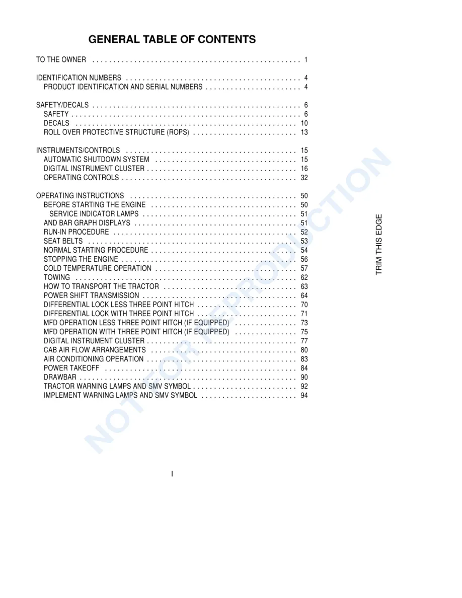 Case IH 8930 8940 8950 Tractor Operator's Manual preview page 4