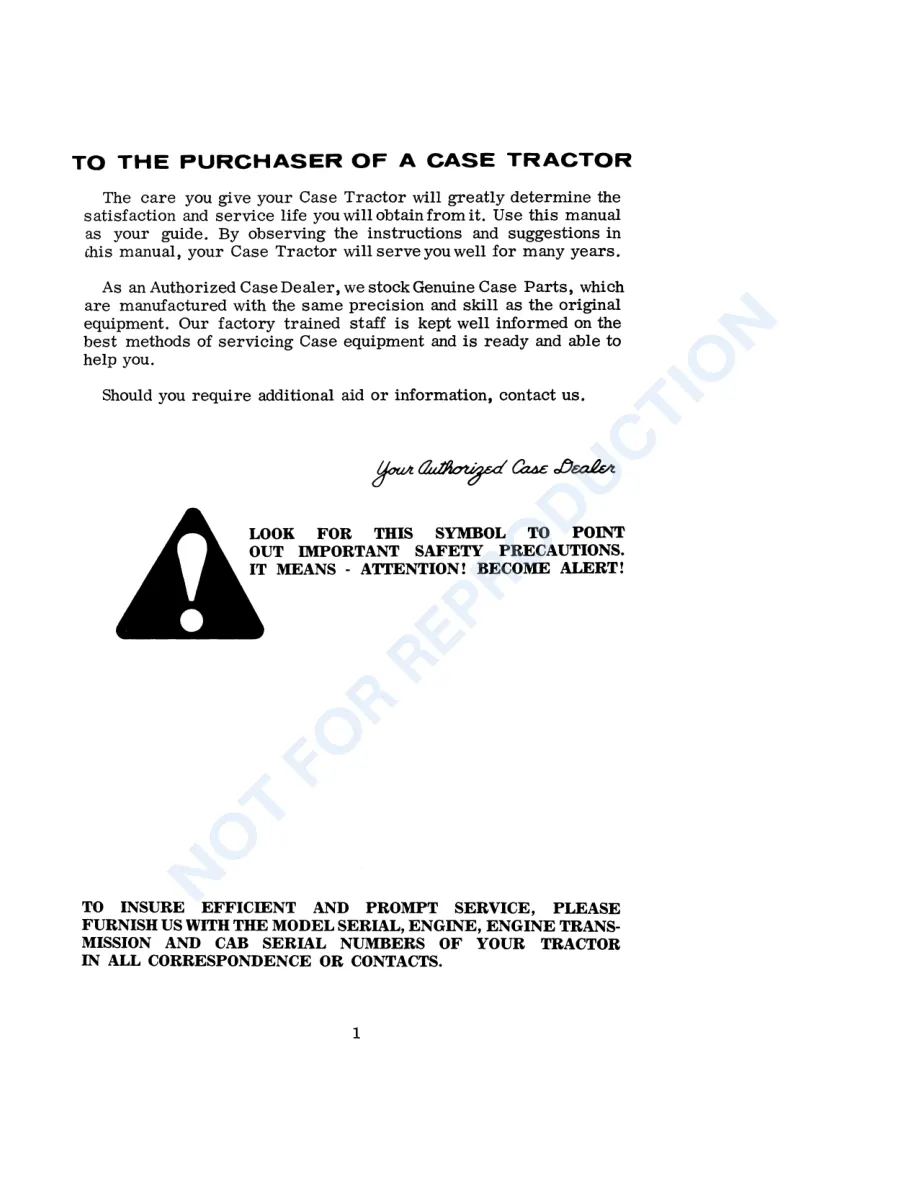 Case IH 970 Tractor Operator's Manual preview page 3