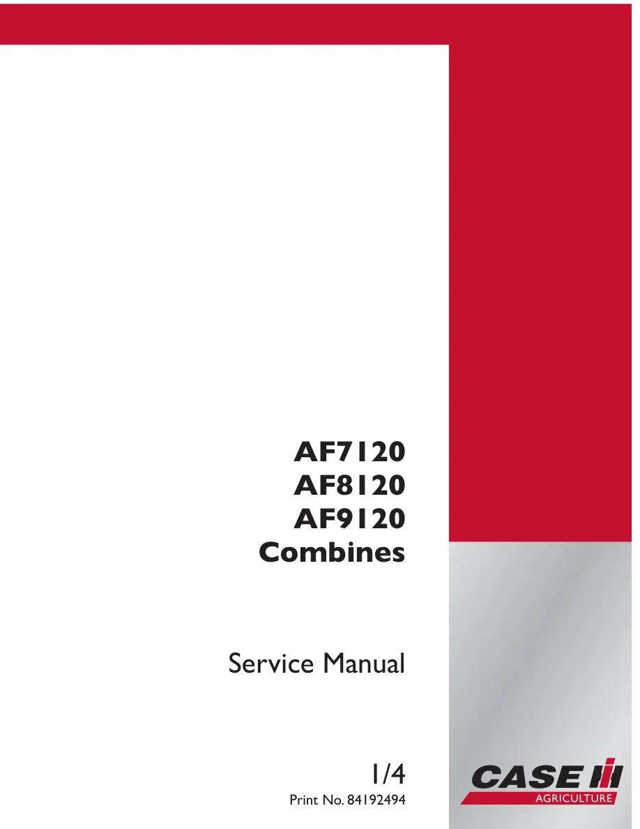 Case IH AF7120 AF8120 AF9120 CombineS Service & Repair Manual preview page 1