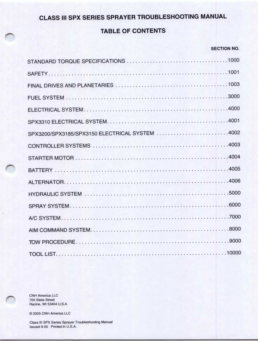 Case IH Class 3 SPX Series SPX3150 SPX3185 SPX3200 SPX3310 Patriot Sprayers Toubleshooting Service & Repair Manual preview page 3