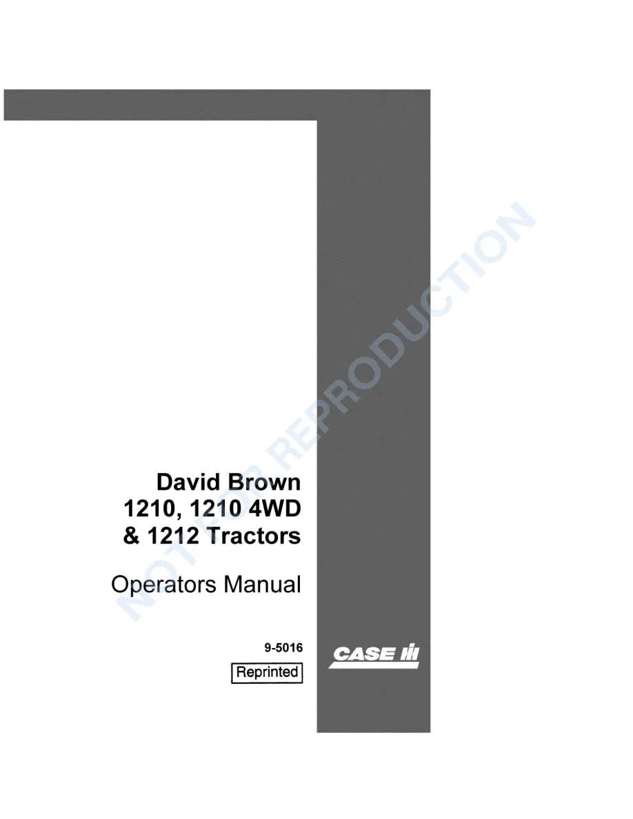 Case IH David Brown 1210 1212 Tractor Operator's Manual preview page 1