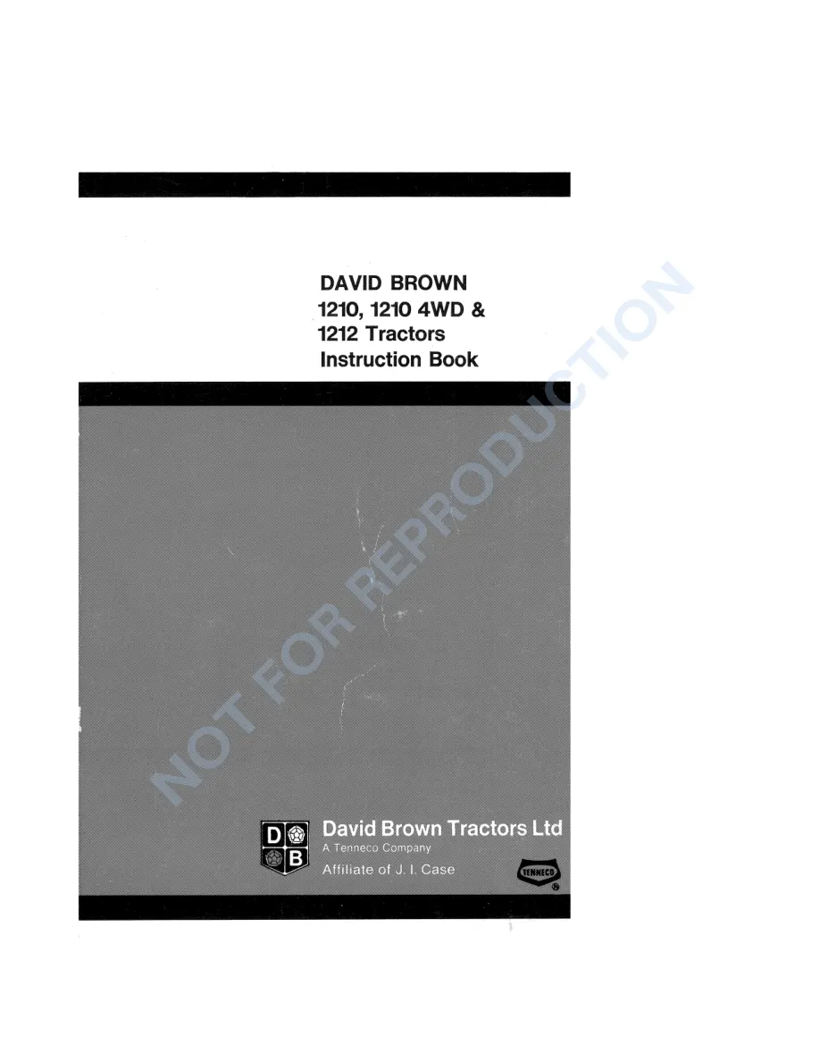 Case IH David Brown 1210 1212 Tractor Operator's Manual preview page 3