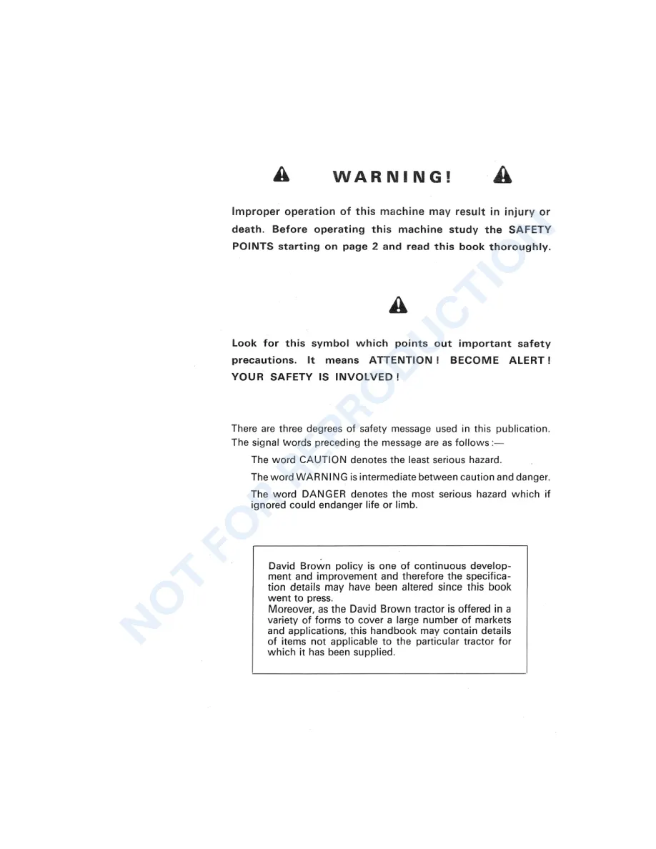 Case IH David Brown 1210 1212 Tractor Operator's Manual preview page 4