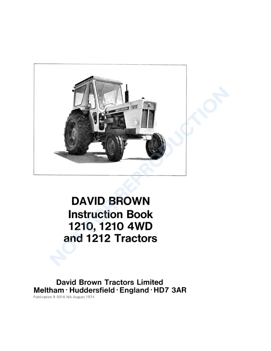 Case IH David Brown 1210 1212 Tractor Operator's Manual preview page 5