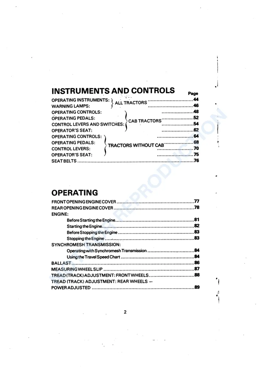 Case IH David Brown 1290 1390 Tractor Operator's Manual preview page 4