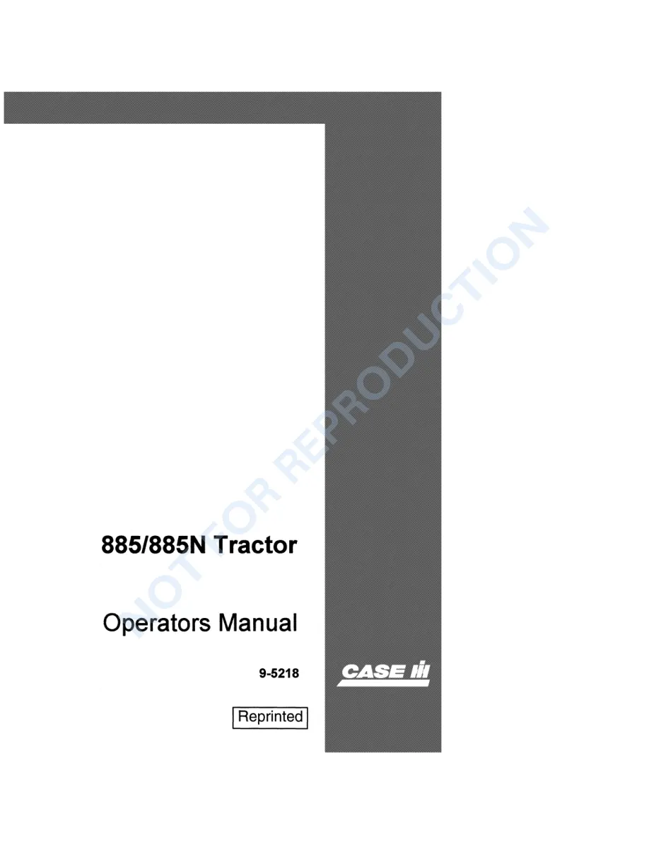 Case IH David Brown 885 885N Diesel Tractor Operator's Manual preview page 1
