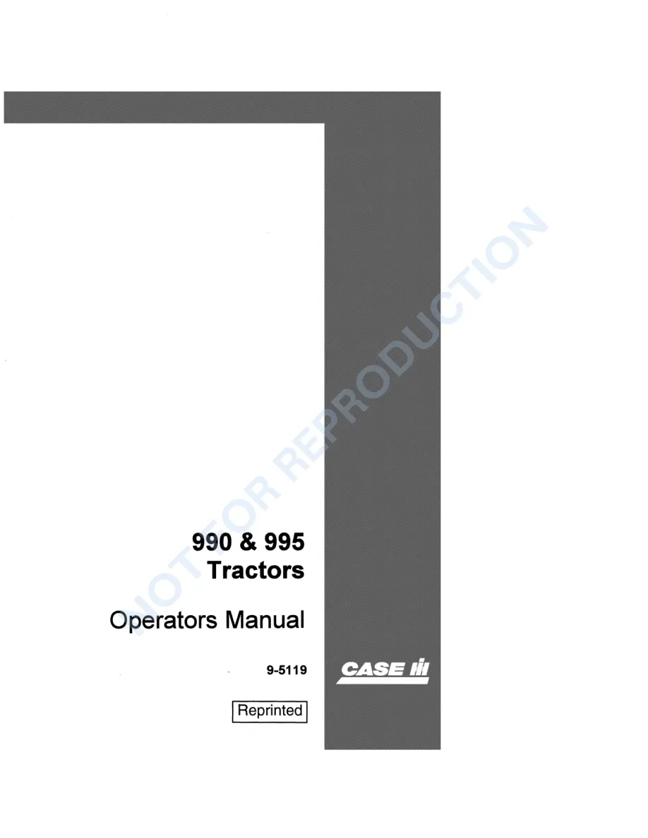 Case IH David Brown 990 995 996 Tractor Operator's Manual preview page 1