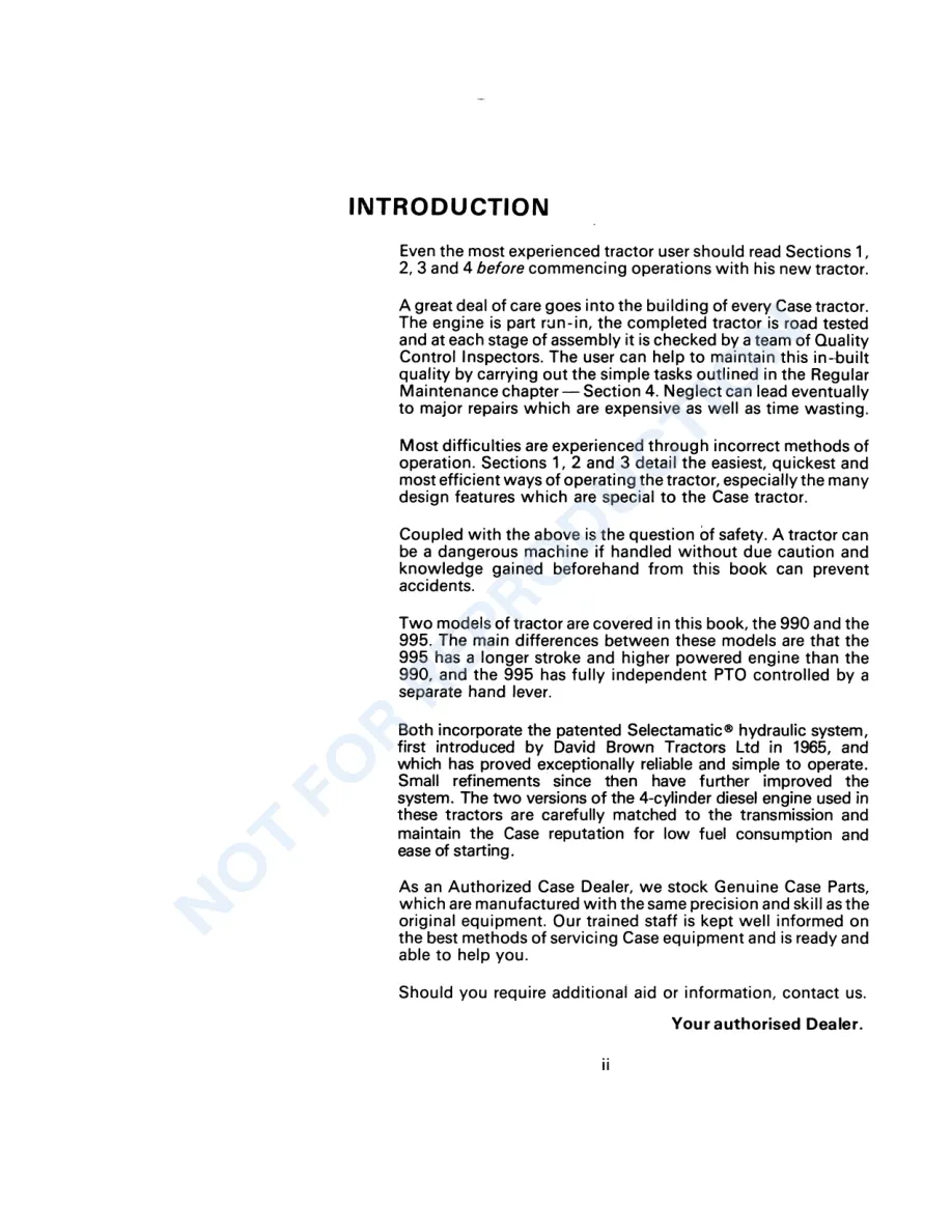 Case IH David Brown 990 995 996 Tractor Operator's Manual preview page 4