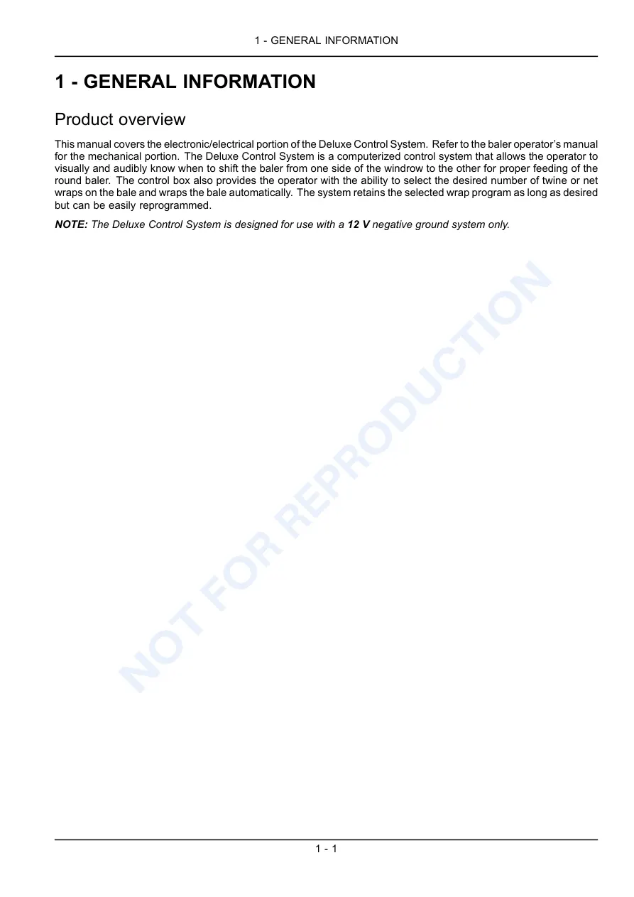 Case IH Deluxe Control System For RB455A Round Baler Operator's Manual preview page 5