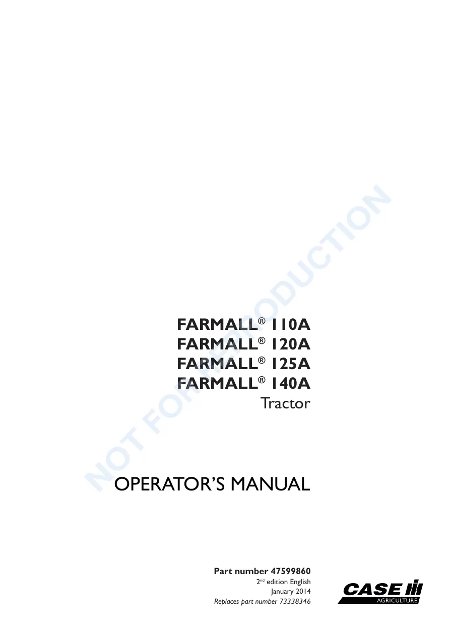 Case IH Farmall 110A 120A 125A 140A Tractor Operator's Manual preview page 1