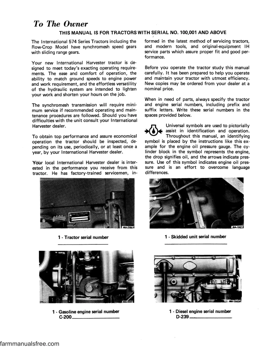 Case IH International 574 Tractor Service & Repair Manual preview page 2