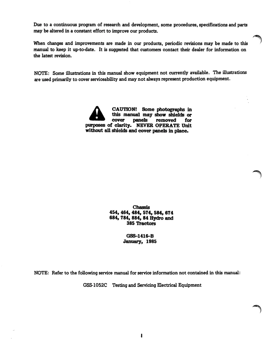 Case IH International 784 Tractor Service & Repair Manual preview page 2