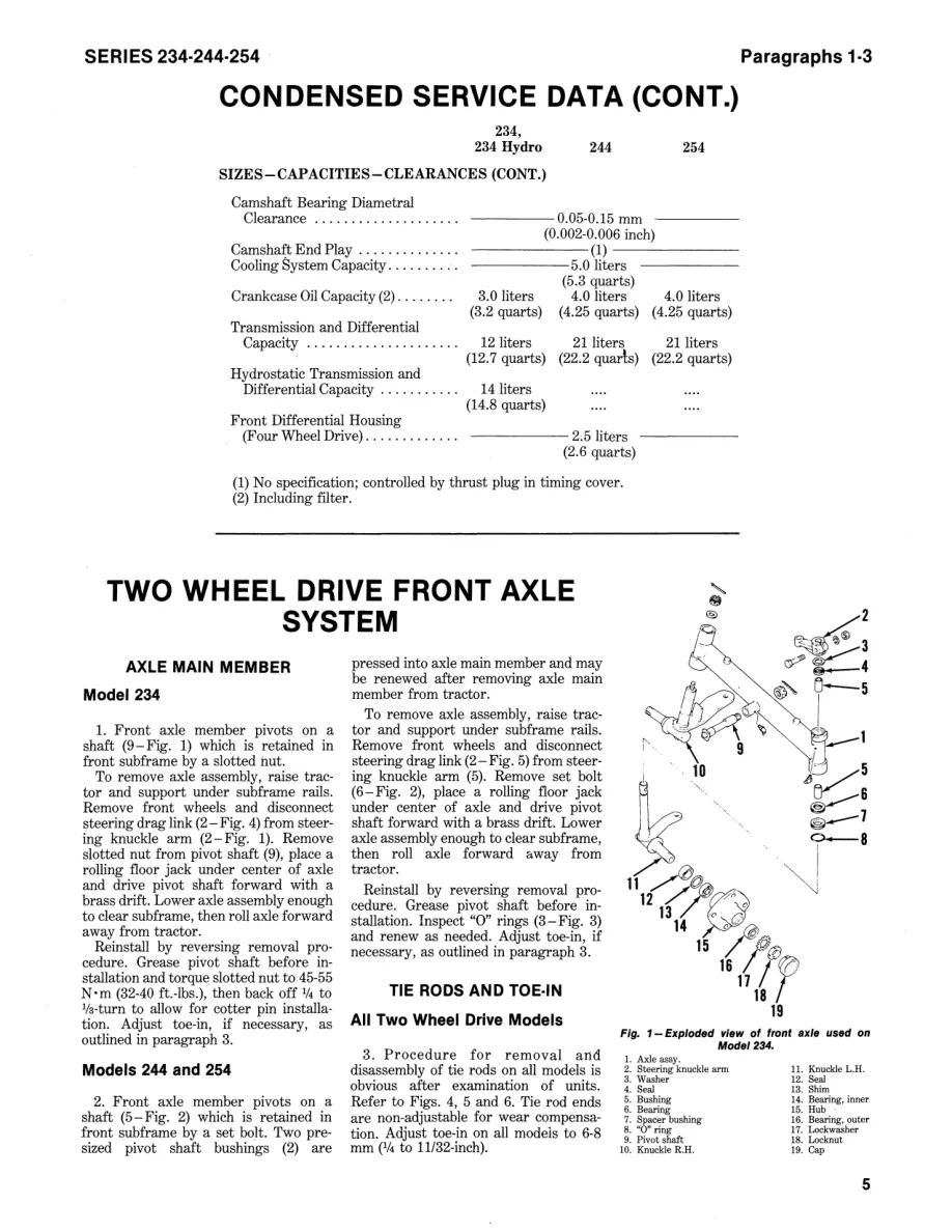 Case IH International Harvester 234 Hydro 244 254 Tractor Service & Repair Manual preview page 6