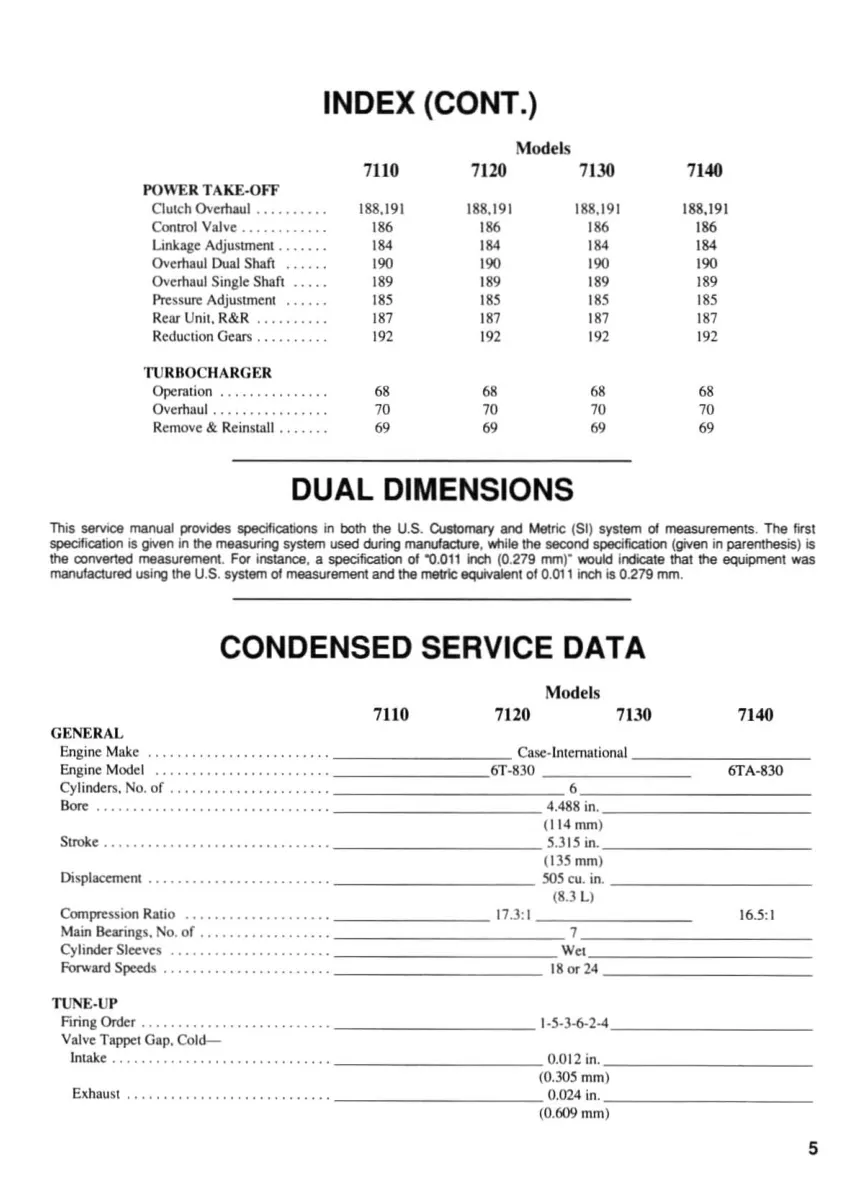 Case IH International Magnum 7120 Tractor Service & Repair Manual preview page 5