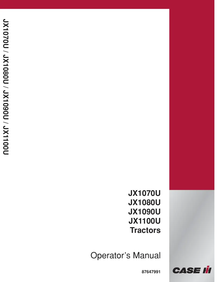 Case IH JX Tractors (JX1070U/JX1080U/JX1090U/JX1100U) Operator's Manual preview page 1