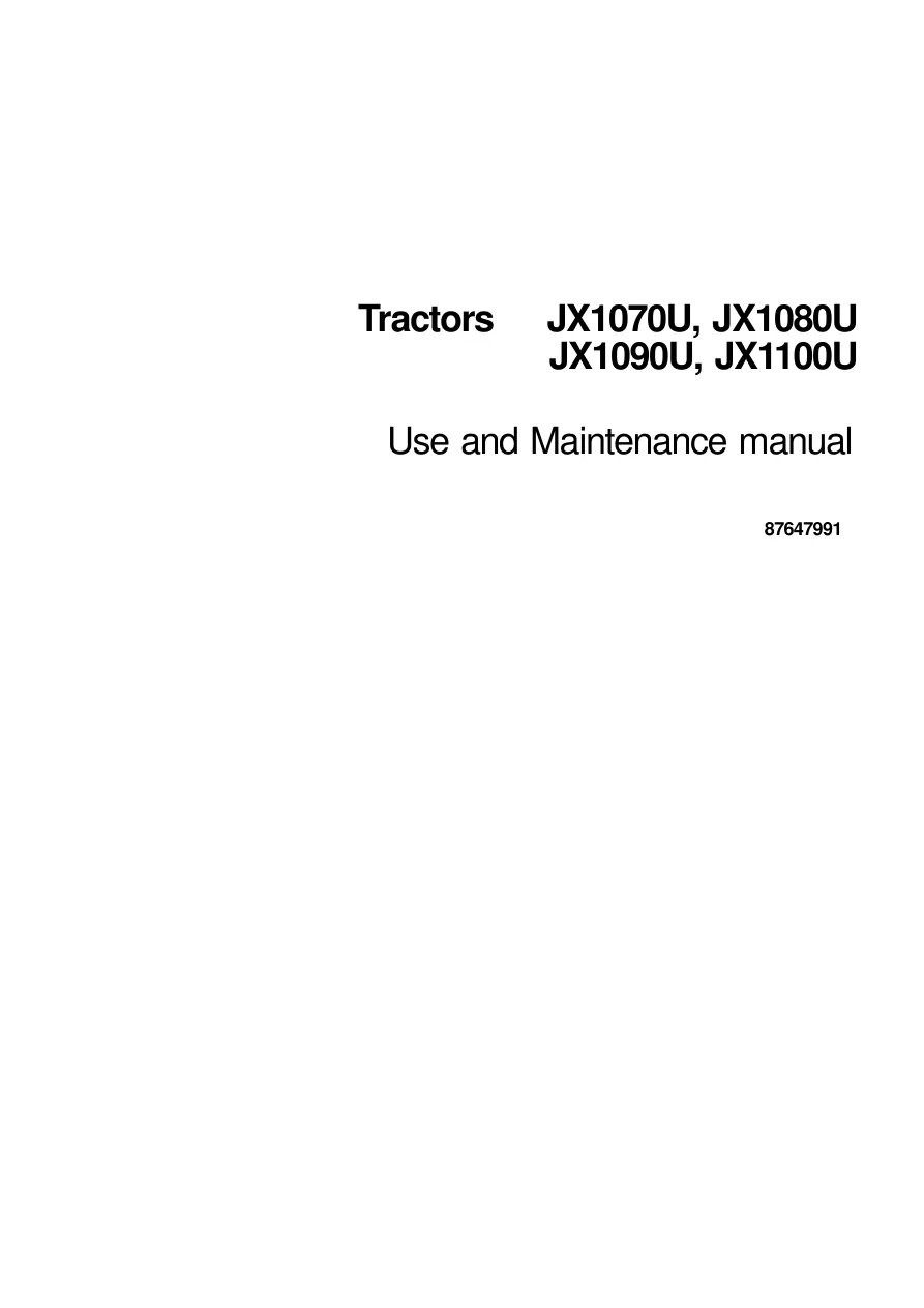 Case IH JX Tractors (JX1070U/JX1080U/JX1090U/JX1100U) Operator's Manual preview page 2