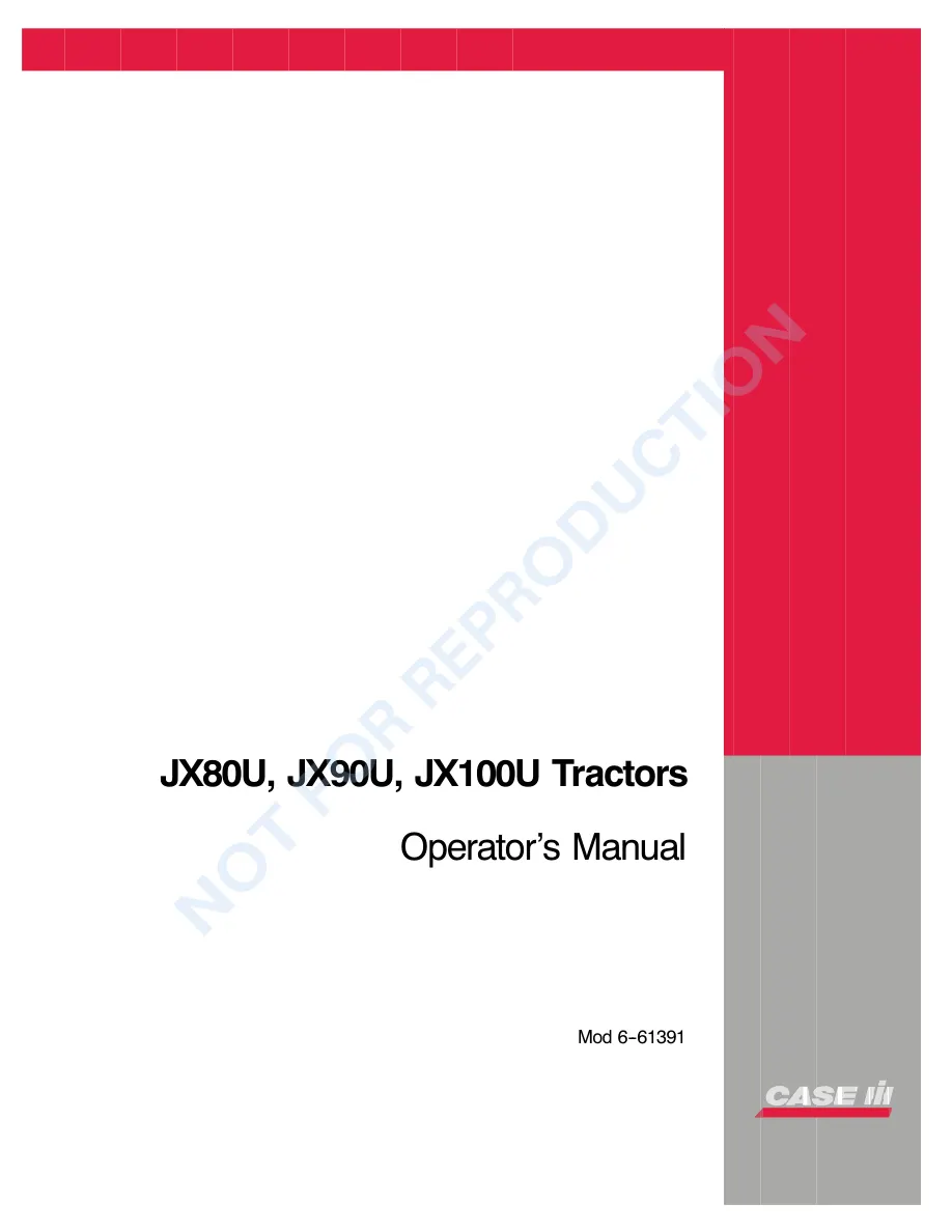 Case IH JX80U JX90U JX100U Tractor Operator's Manual preview page 1