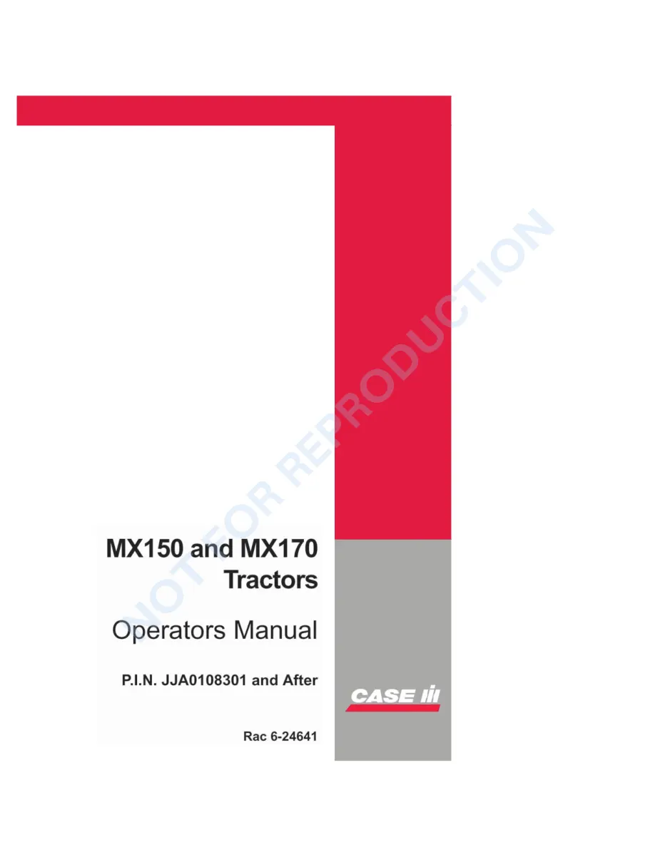 Case IH MX150 MX170 Tractor Operator's Manual preview page 1