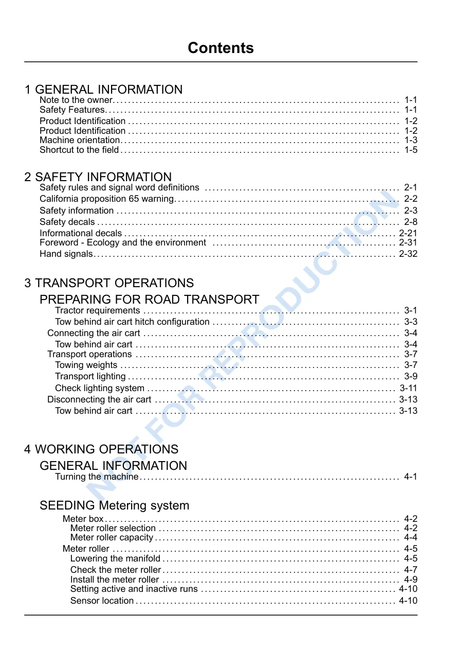 Case IH Precision Air 3580 Cart Planter Operator's Manual preview page 2