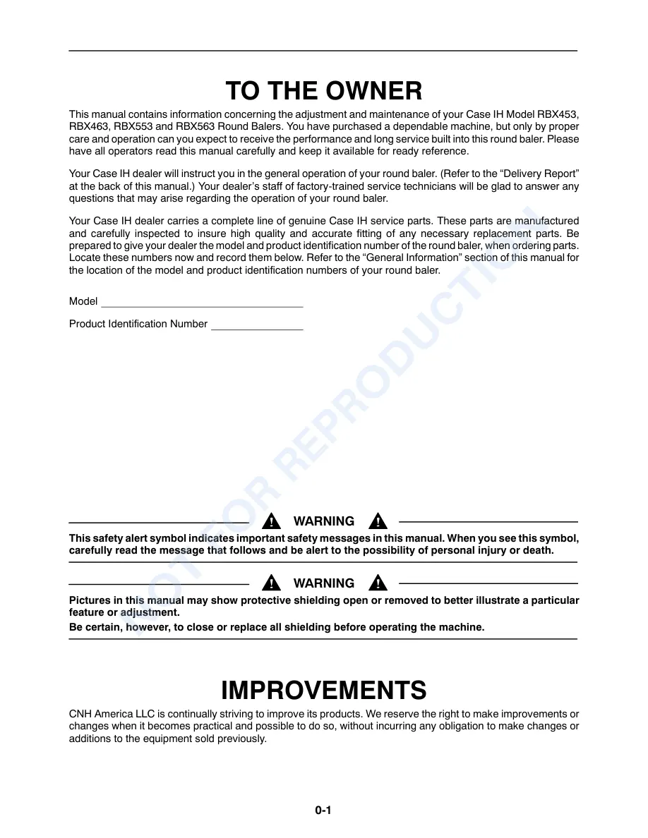 Case IH RBX453 RBX463 RBX553 RBX563 Round Baler Operator's Manual preview page 2