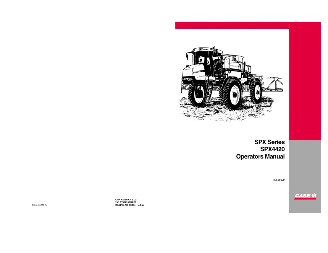 Case IH SPX4420 Patriot Sprayer Operator's Manual preview page 1