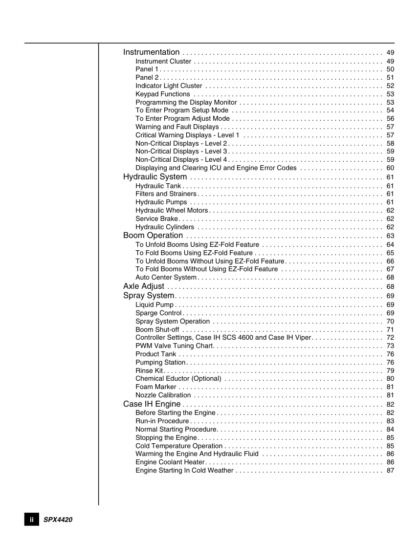 Case IH SPX4420 Patriot Sprayer Operator's Manual preview page 4