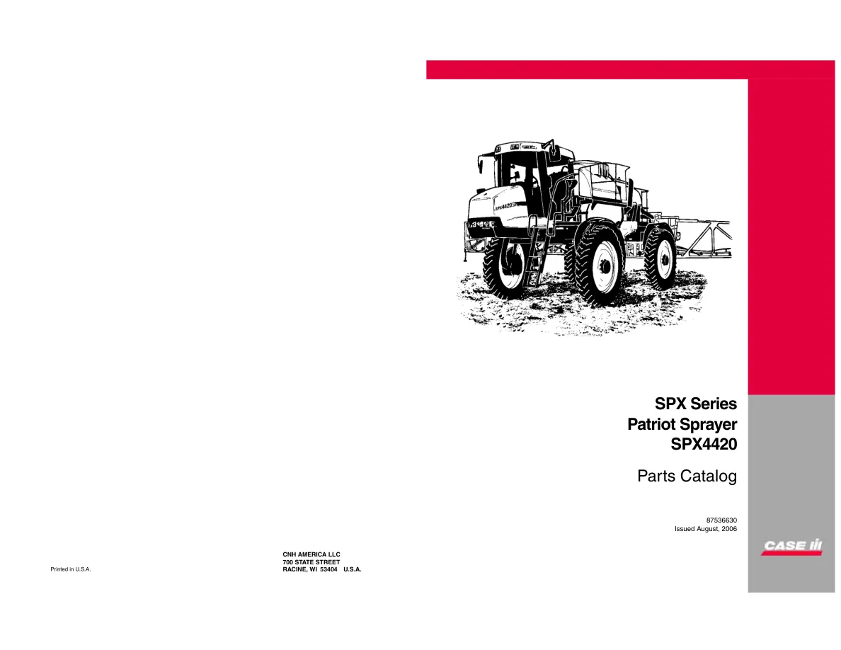 Case IH SPX4420 Patriot Sprayer Parts Manual preview page 1