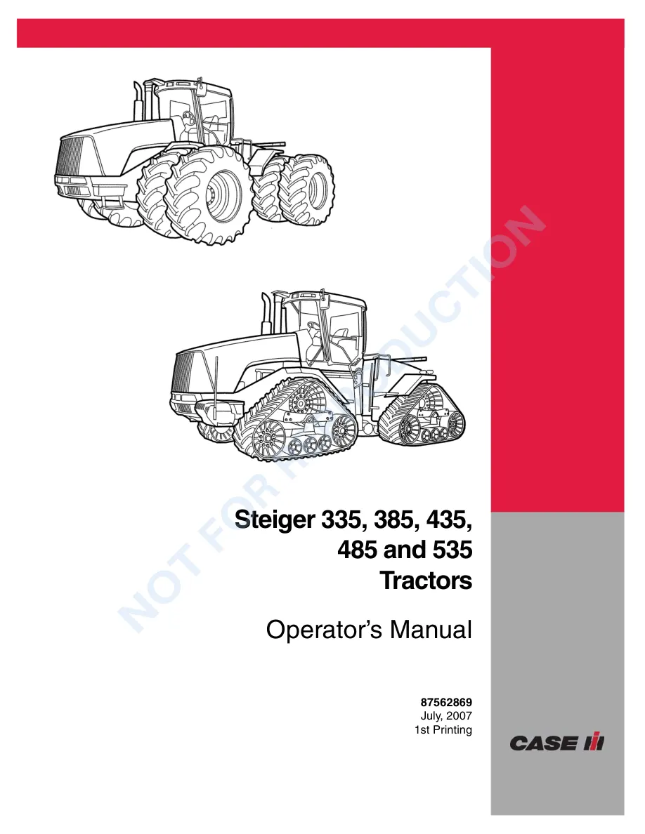 Case IH Steiger 335 385 435 485 535 Tractor Operator's Manual preview page 1