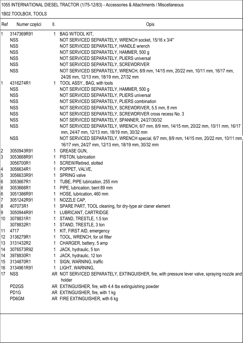 Case International IH 1055 Tractor Parts Manual preview page 6