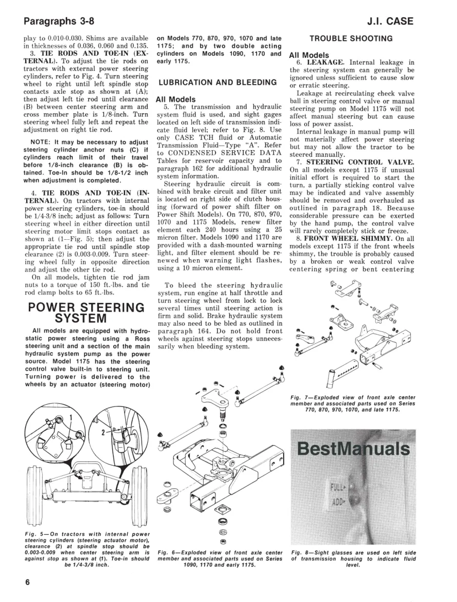 Case J.I. 770 870 970 1070 1090 1170 1175 Tractor Service & Repair Manual preview page 6