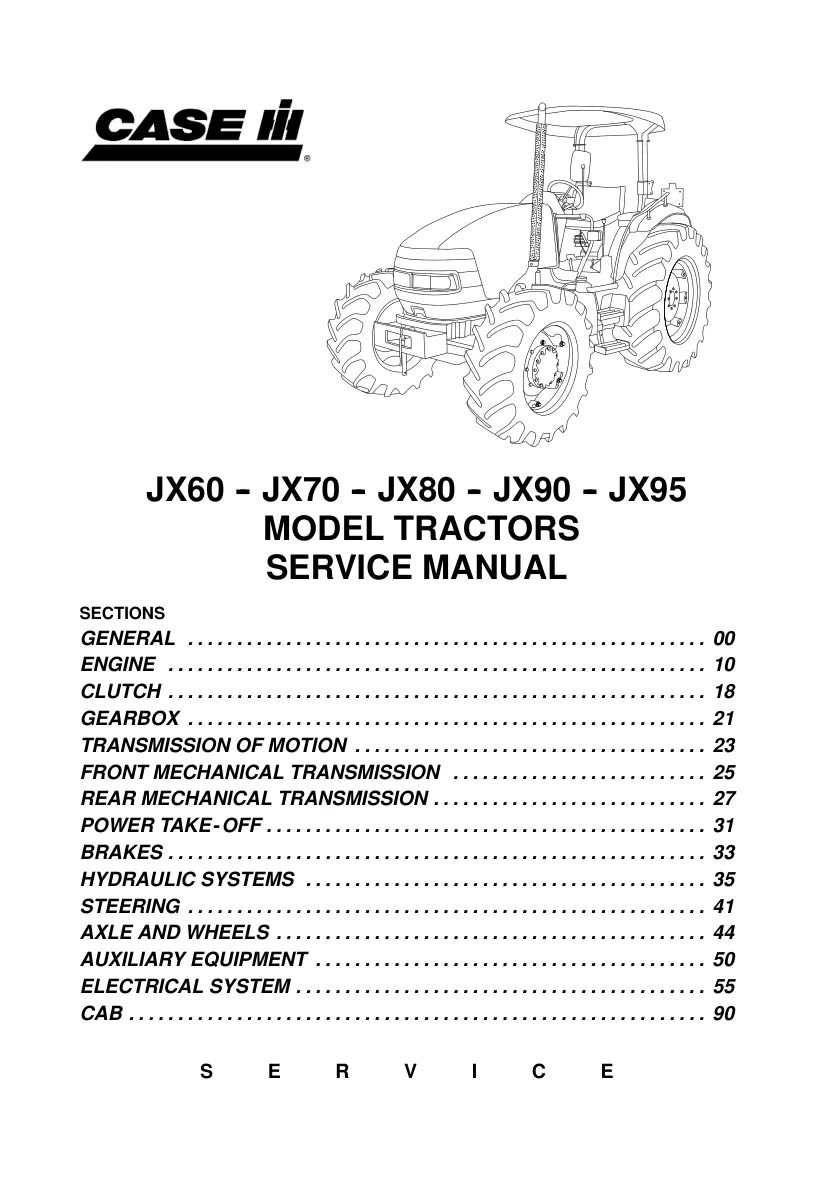 Case JX Series Tractors Service & Repair Manual preview page 1