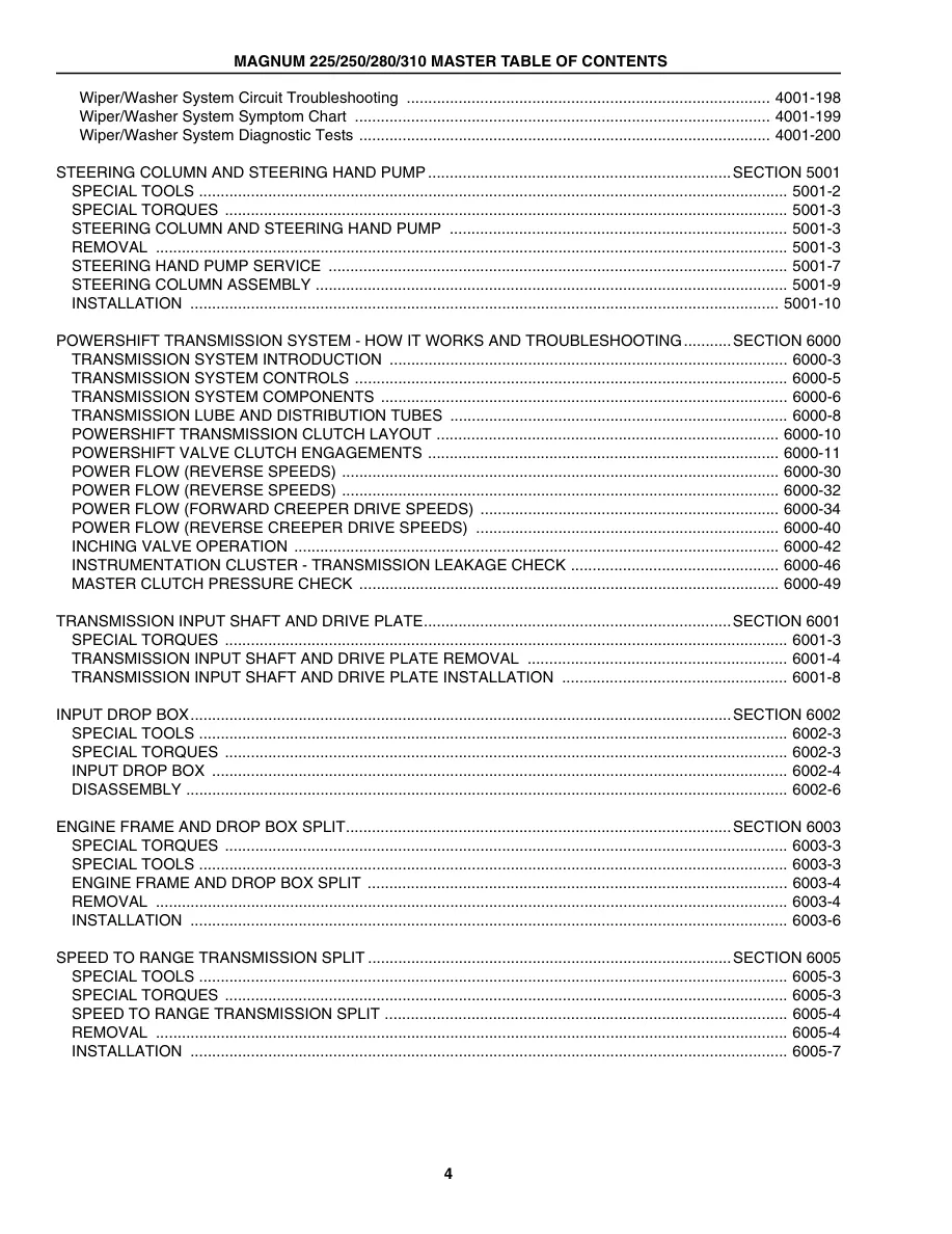 Case Magnum 225 250 280 310 Series Tractor Service & Repair Manual preview page 3