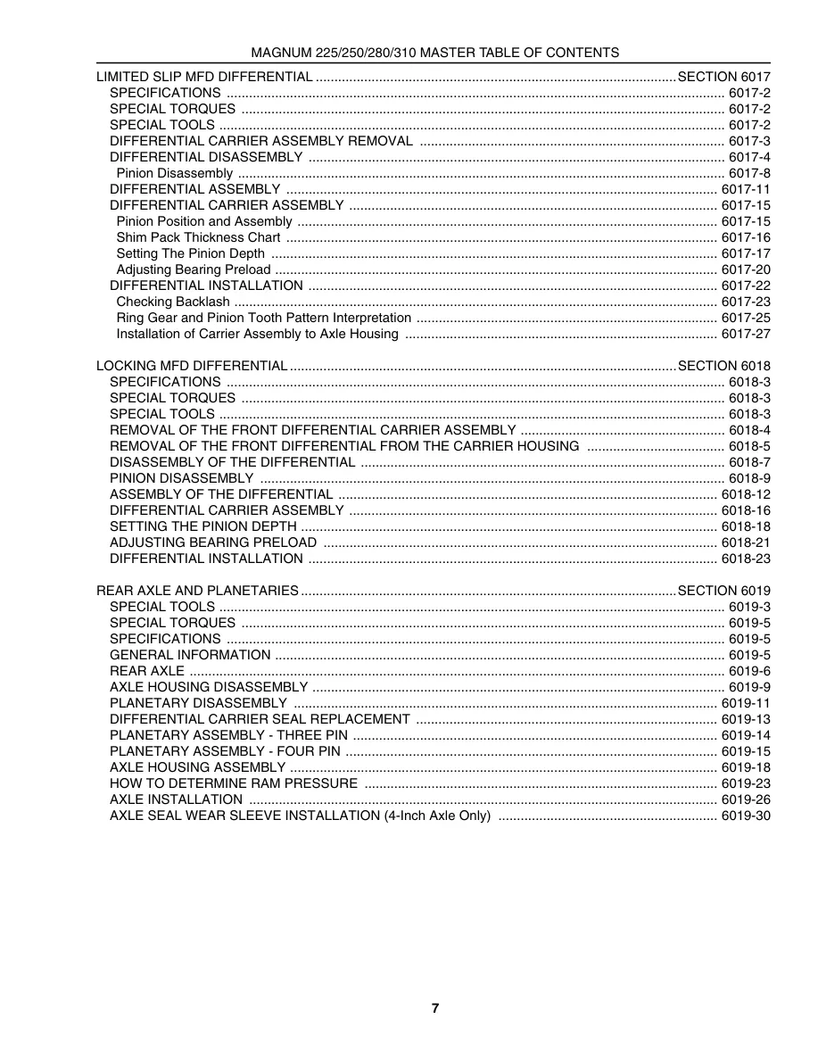 Case Magnum 225 250 280 310 Series Tractor Service & Repair Manual preview page 6