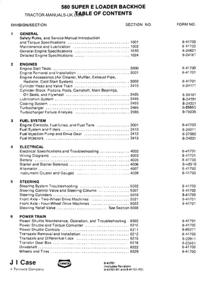 Case Tractor 580E 580 E Super Loader Backhoe Service & Repair Manual preview page 2