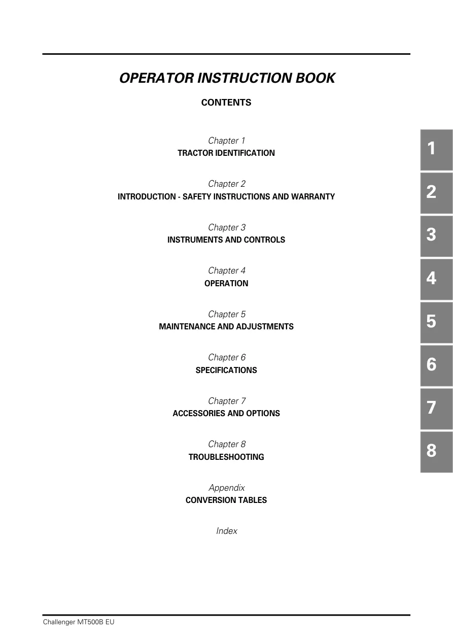 Challenger MT525B-535B-545B-555B-565B-575B Series Tractor Operator's Manual preview page 3