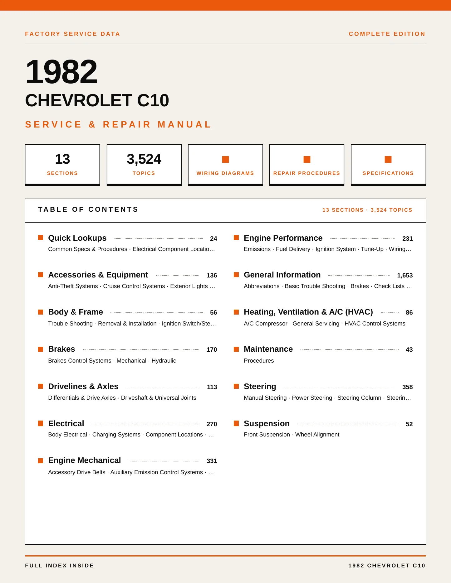 1982 Chevrolet C10 Service and Repair Manual preview page 1