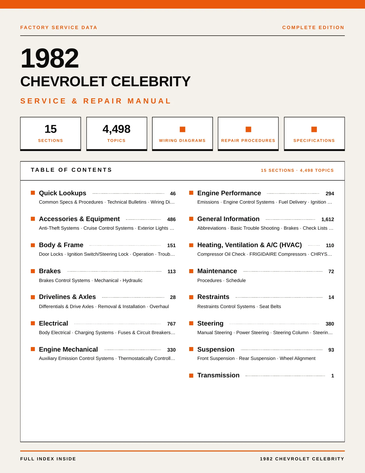 1982 Chevrolet Celebrity Service and Repair Manual preview page 1
