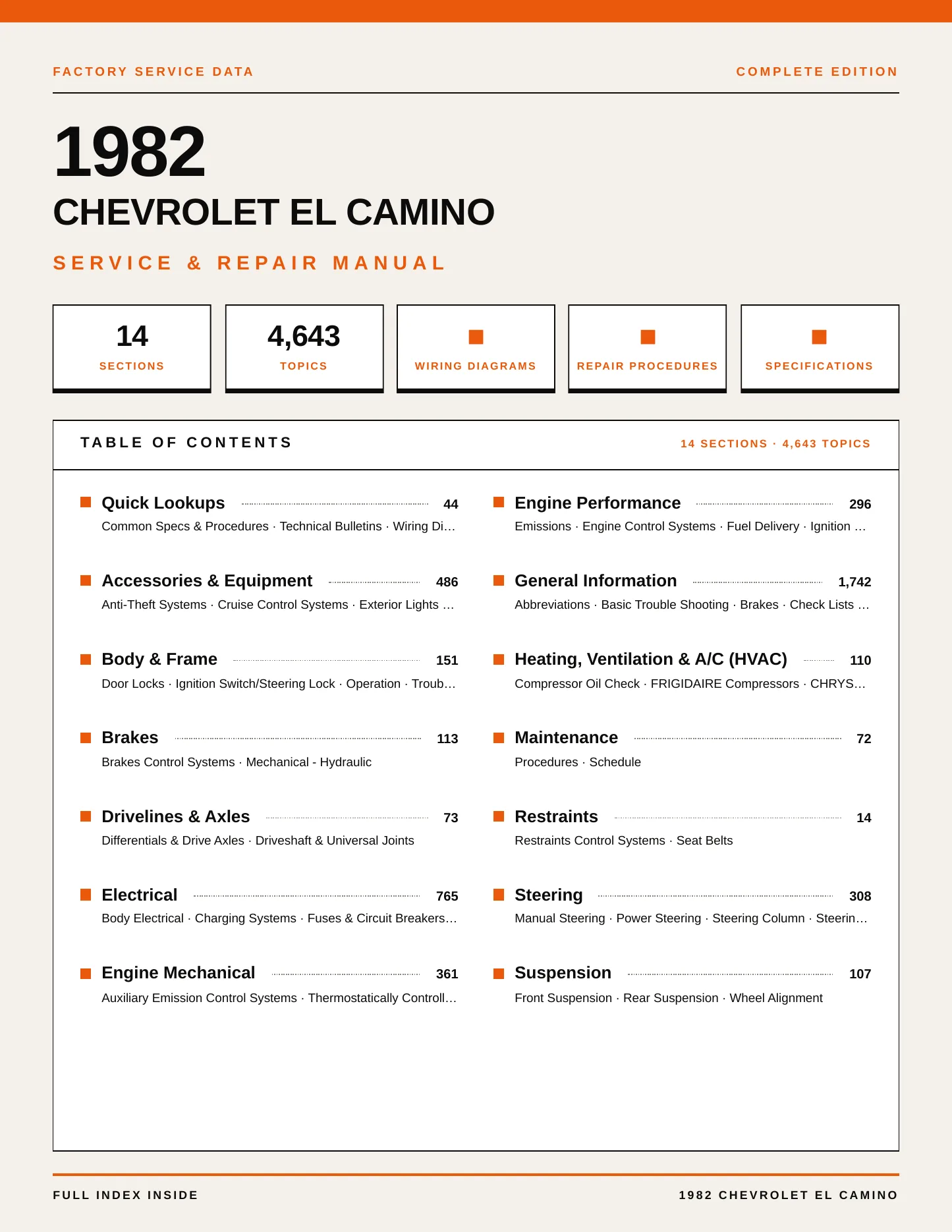 1982 Chevrolet El Camino Service and Repair Manual preview page 1
