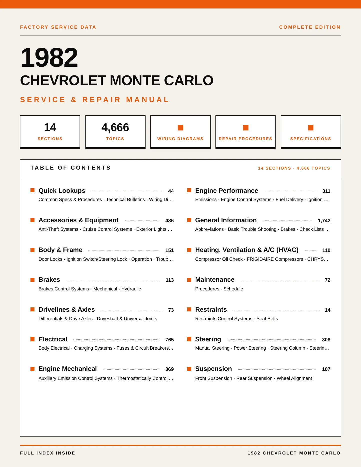 1982 Chevrolet Monte Carlo service manual page 1