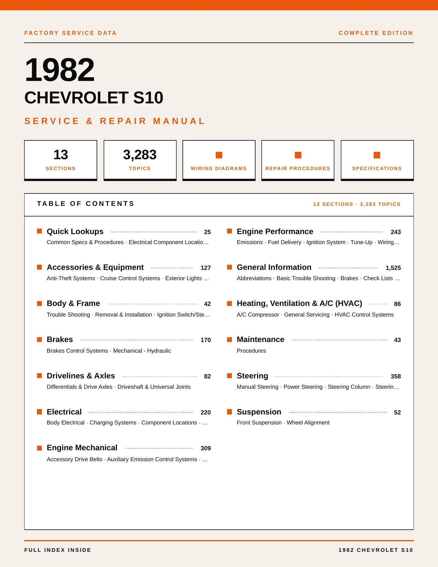 1982 Chevrolet S10 service manual page 1