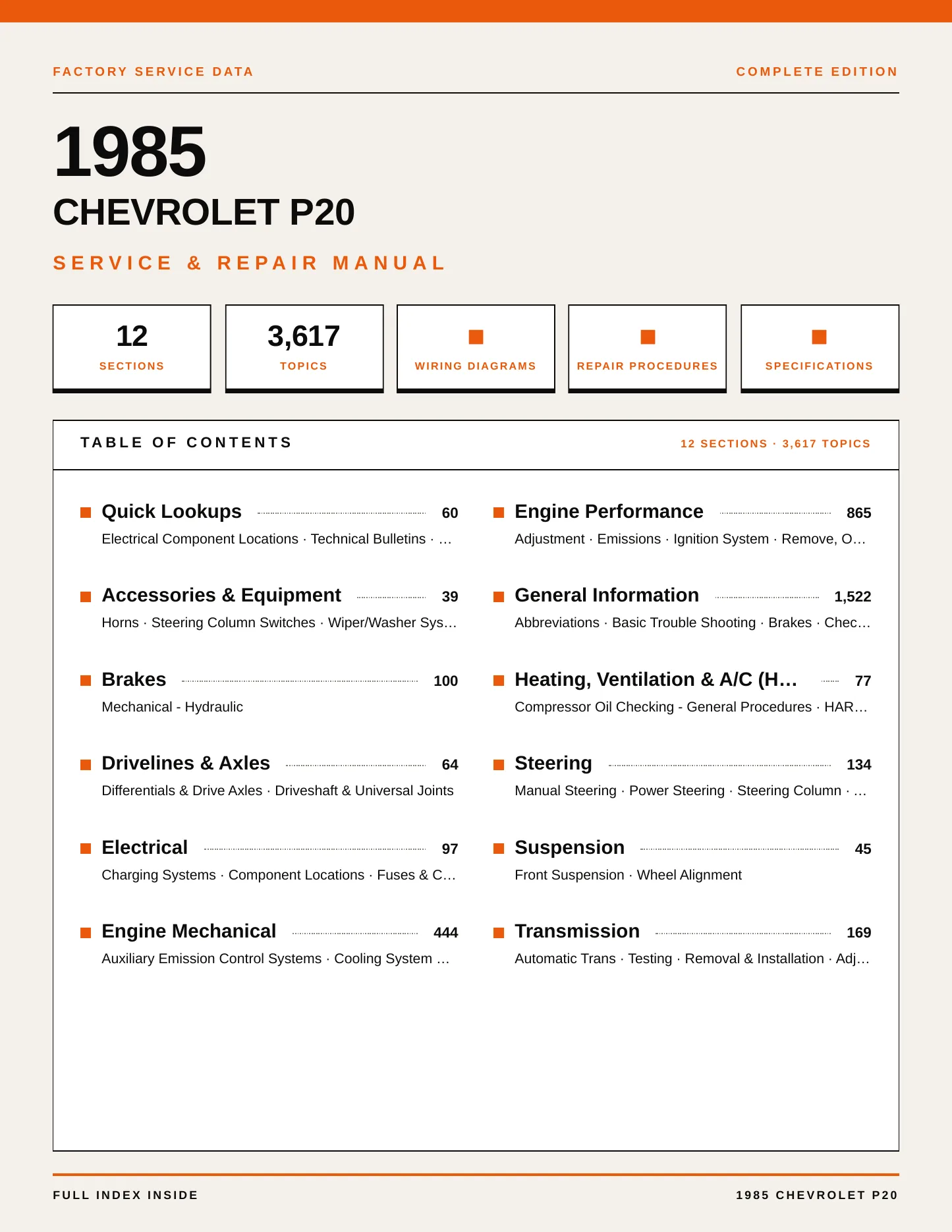 1985 Chevrolet P20 Service and Repair Manual preview page 1
