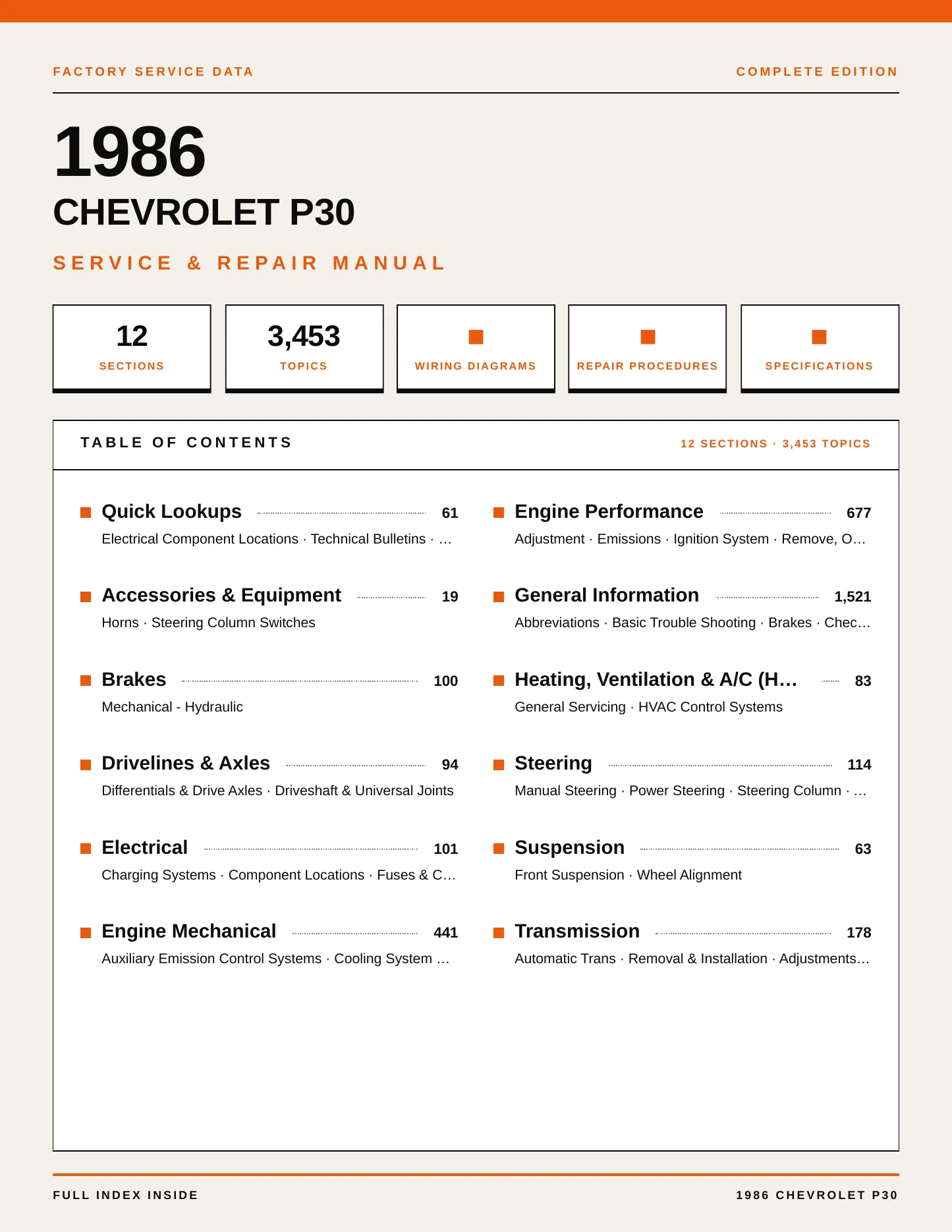 1986 Chevrolet P30 service manual page 1