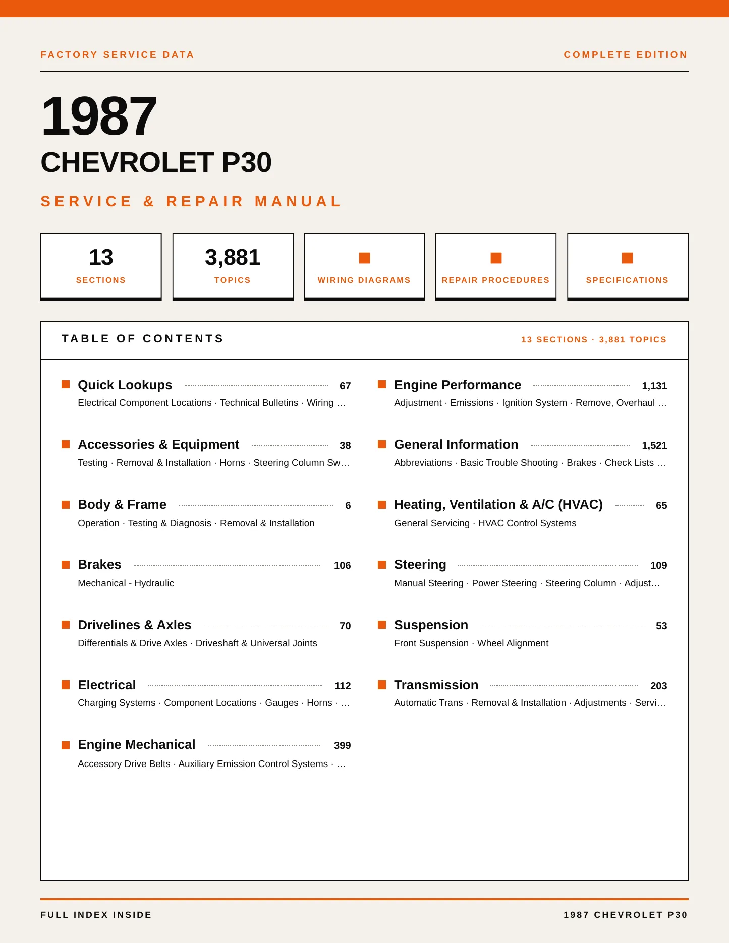 1987 Chevrolet P30 Service and Repair Manual preview page 1