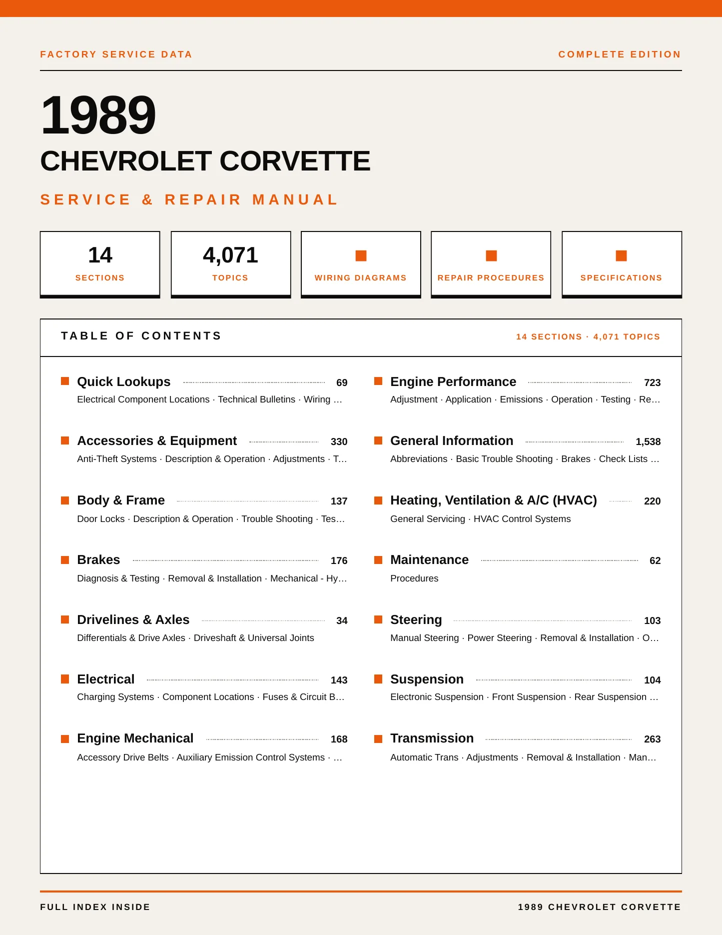 1989 Chevrolet Corvette service manual page 1