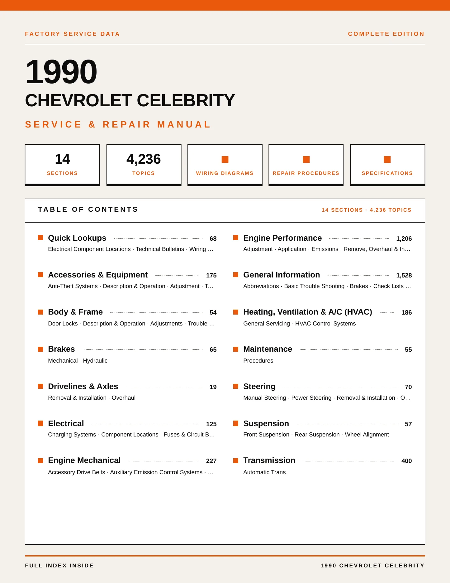 1990 Chevrolet Celebrity Service and Repair Manual preview page 1