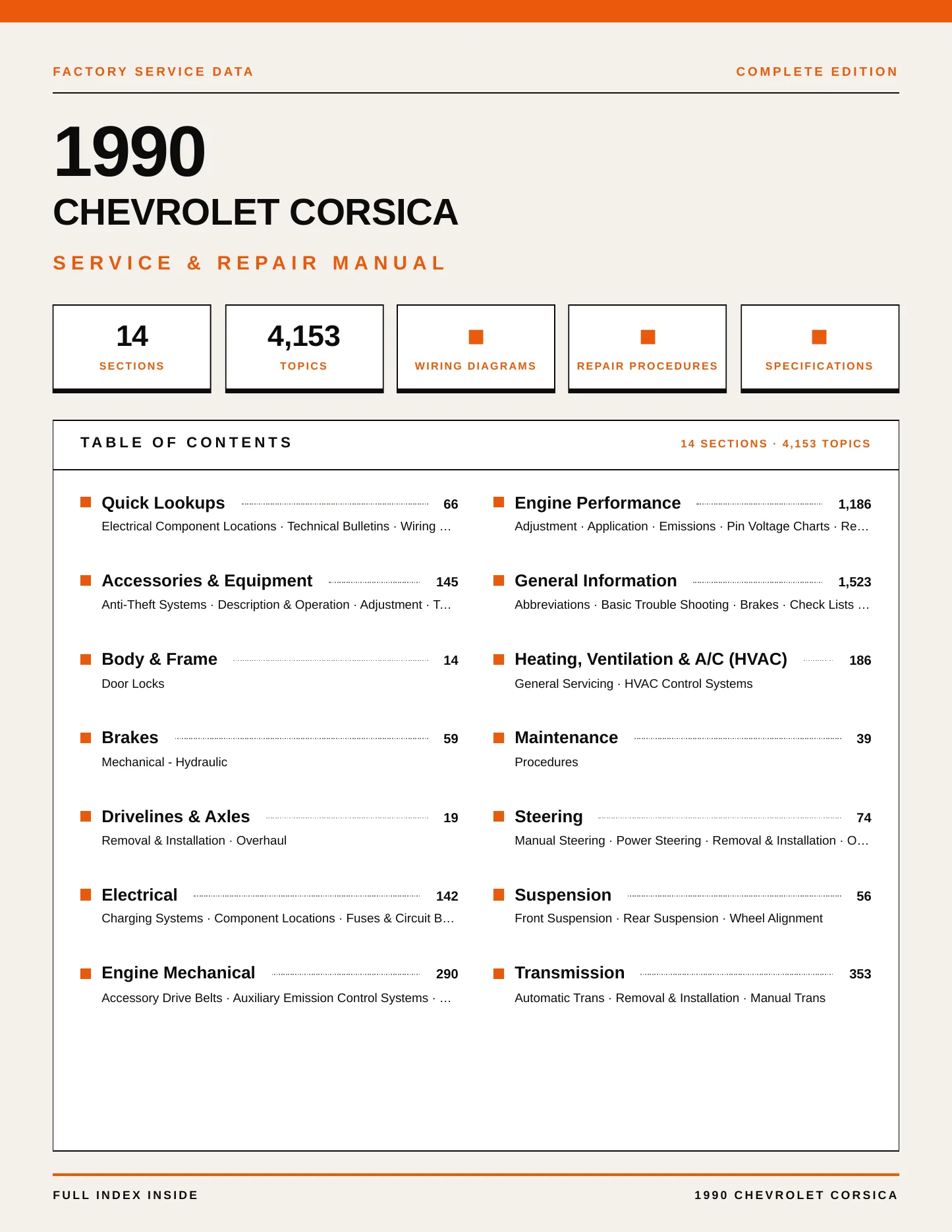 1990 Chevrolet Corsica Service and Repair Manual preview page 1